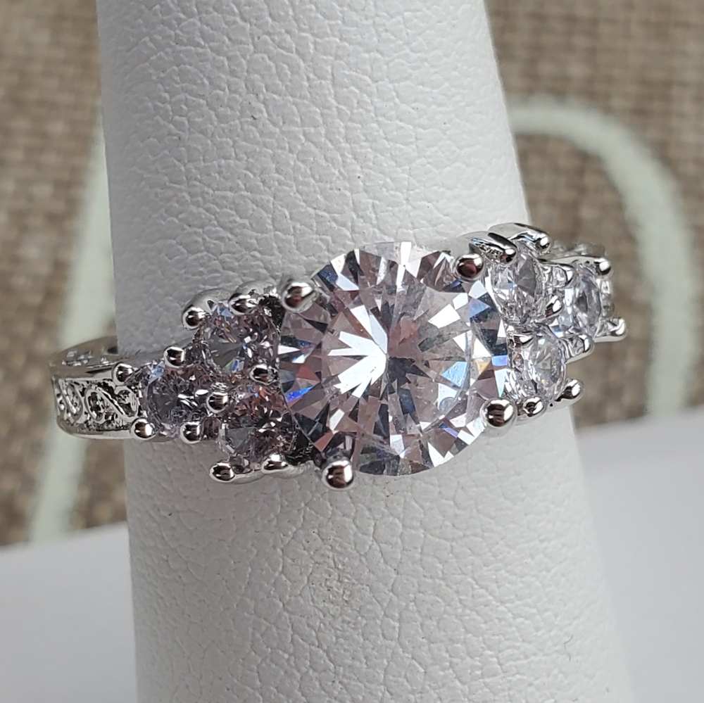 White Gold Diamond Trilogy Ring - image 8